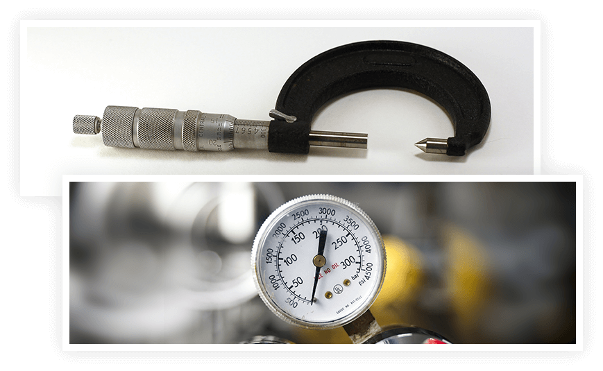 Photo collide of Micrometer and Pressure gauge