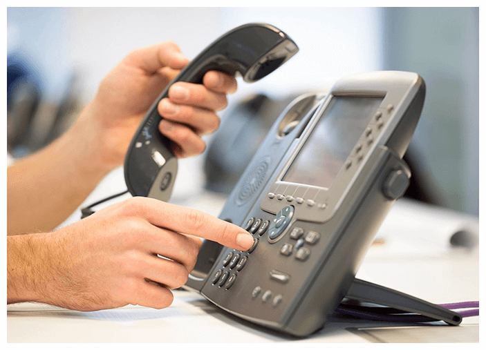 Digital VoIP phone, white background